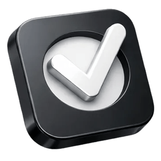 3D checkmark confirmation symbol shown on the Volt Ledgik about page